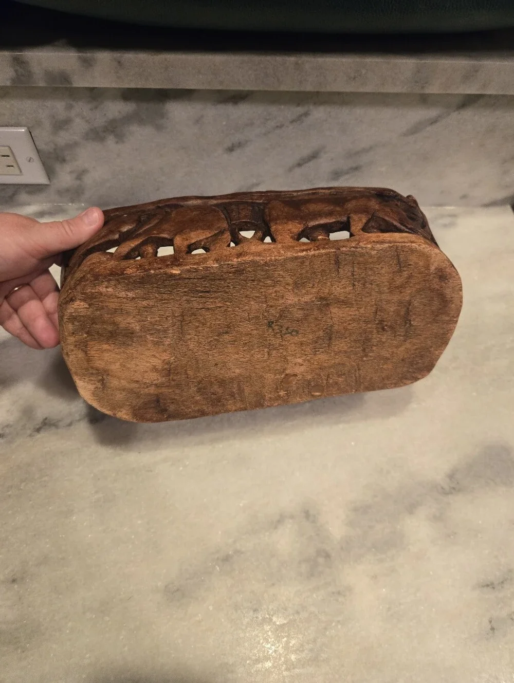 Hand‑Carved Wooden Decorative Tray – Rustic Boho Accent Bowl